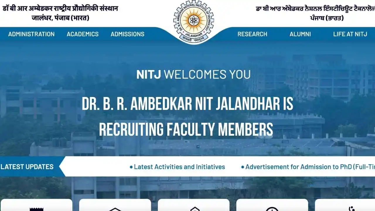 Dr. B. R. Ambedkar NIT Jalandhar is recruiting faculty members