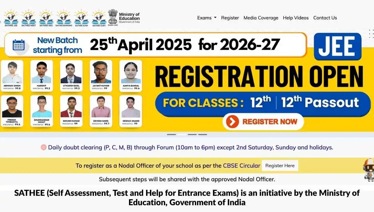 Free NEET & JEE coaching for Class 11–12 students via SATHEE Portal